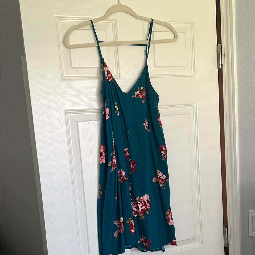 Staccato Teal Floral Mini Dress
